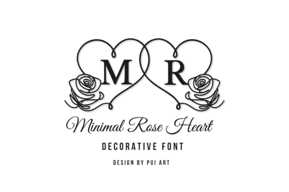Minimal Rose Heart Font for Elegant Craft Projects